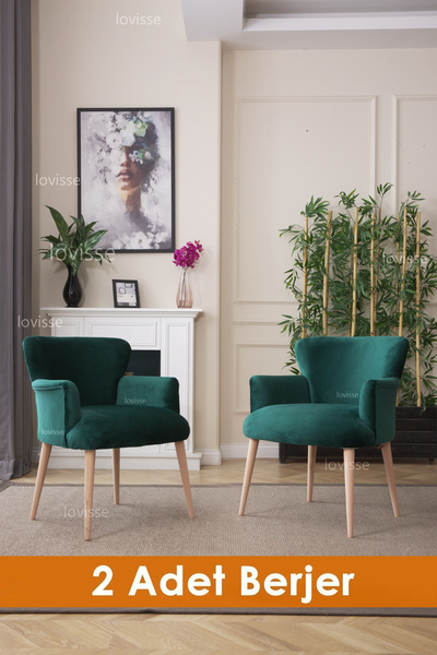 LOVİSSE HOME Quantum Zümrüt Yeşili Berjer, Tekli Koltuk, Ofis, Bekleme, Balkon, Sandalye, puf, çayseti