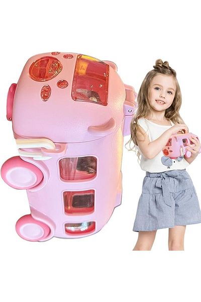 ANI OFİS KIRTASİYE Portable Bus Design - Children's Cute Water Bottle, Model with Teddy Bear Is Available