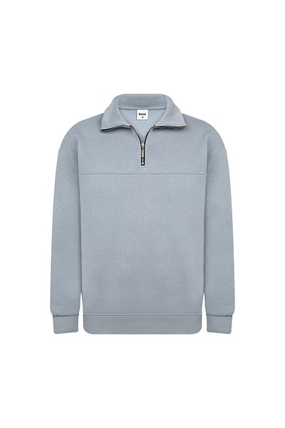 CLASSİCS MEN Hanorac unisex Relax Fit, din bumbac, cu jumătate de fermoar, cu guler vertical