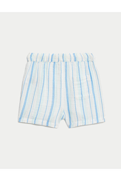 Marks & Spencer Saf Pamuklu Çizgili Şort (0-3 Yaş)
