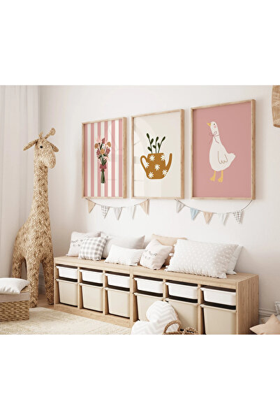 woodhomeworks Ahşap Çerçeveli 3 Lü Soyut Tablo Home Ev Salon Oturma Odası Yat...