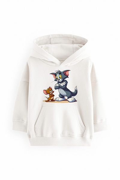 c.c.l. coccolin kids baby clup Hanorac pentru copii, unisex, din bumbac, cu glugă supradimensionată Tom și Jerry