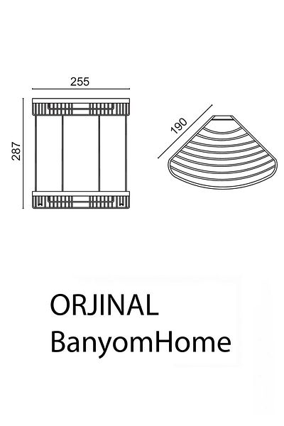 ÇELİK BANYO Stainless Brass Matte Black Destina 2-Piece 19X19 cm Shampoo Holder Bathroom Shelf