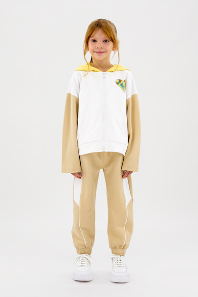 Panço Kız Çocuk Beyaz Kapüşonlu Sweatshirt