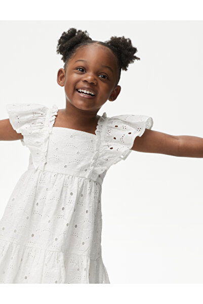 Marks & Spencer Fırfır Detaylı Kısa Kollu Elbise (2-7 Yaş)