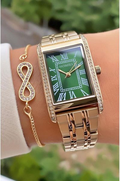 Homies Mrd11496 Gold Color Women's Wristwatch with Bracelet Gift