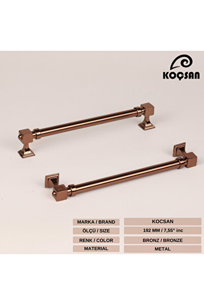 KOÇSAN Zumra Bronze 192 mm Handle Luxury Country Kitchen Furniture Cabinet Drawer Handle