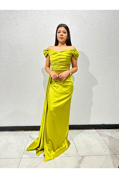 Serica Moda Off Shoulder Draped Evening Dress