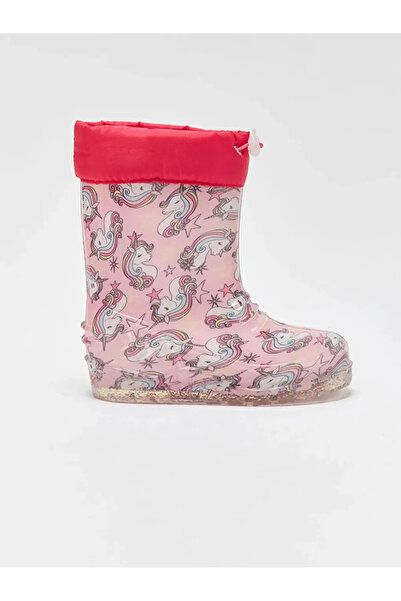 Prego İçi Polar Yünlü Dışı Plastik Çocuk Yağmur Çizme UNİCORN