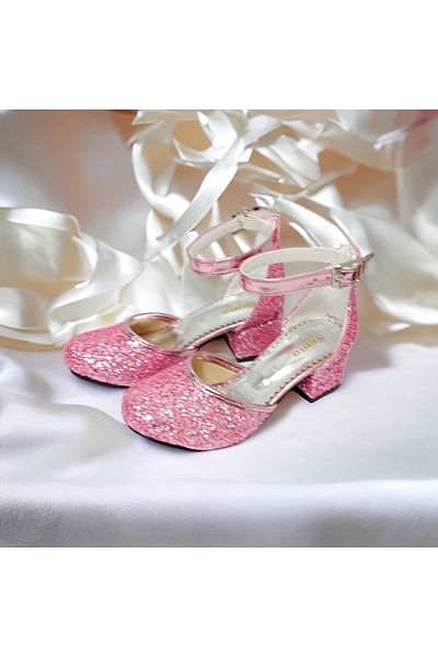 PATİK BEBE PANTOFI DE ROCHIE DE Seara ROZ CU TOC PATRAT DE FATA