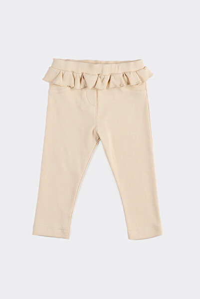 Panço Kız Bebek Fırfır Detaylı Bej Tayt