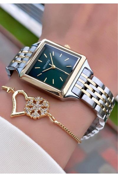 Homies Mrd11531 Yellow Silver Color Women's Wristwatch with Bracelet Gift
