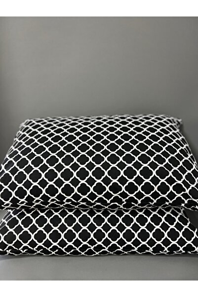 Belsina Home Cotton 2 Pieces Zippered 50X70 Pillow Case Black Chain Patterned