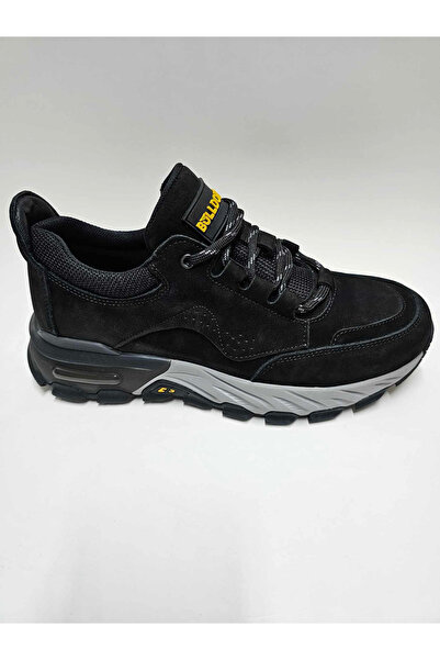 Bulldozer Hakiki Deri Siyah Nubuk Kışlık Esnek Kauçuk Taban Erkek Ayakkabı