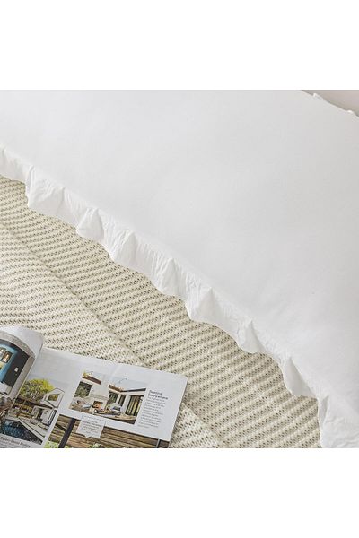 minoshes 100% Cotton Decorative Ruffled Long Pillow Case 50 X 135 cm