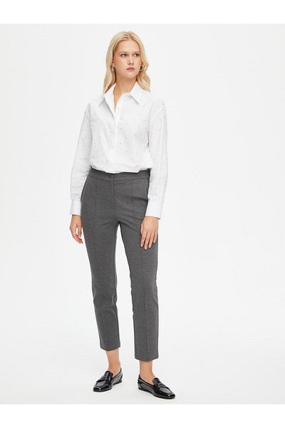 Faik Sönmez Front Stitched Slim Fit Knitted Trousers 00089