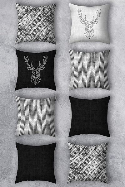 STOREMAX Jvnnshop Double Sided Printed 43X43 Throw Pillow Cover Set of 8 Combination 646268