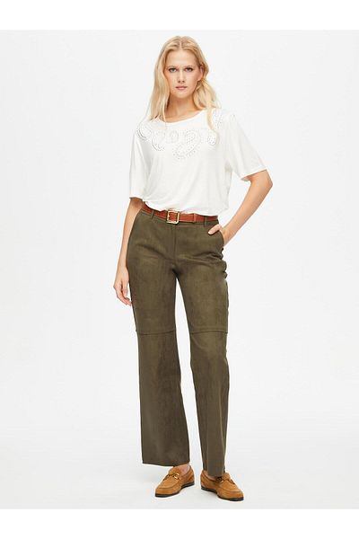Faik Sönmez Straight Fit Suede Trousers 69487