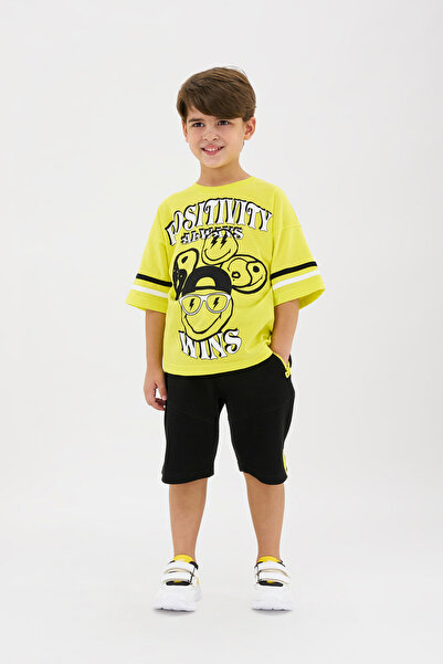 Panço Erkek Çocuk Baskılı Sarı Tişört