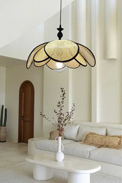 BSA LIGHTING PAPATYA HASIR TEKLİ KREM ABAJURLU AVİZE (8 YAPRAKLI)KULLANIM OTURMA ODASI, HOL, YATAK ODASI,MUTFAK