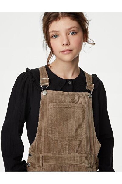 Marks & Spencer Saf Pamuklu Kadife Salopet Tulum (6-16 Yaş)