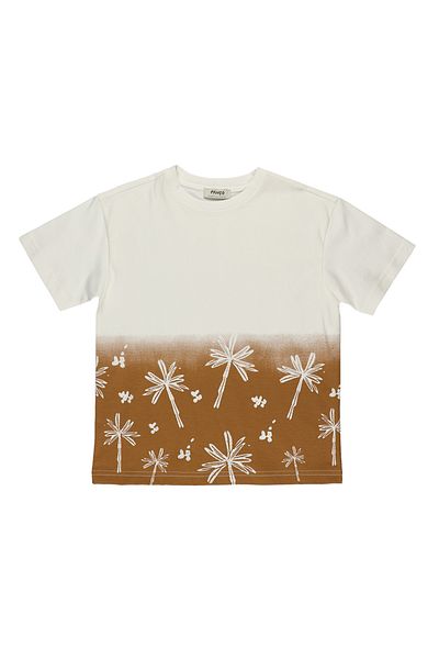 Panço Ecru-T-Shirt für Jungen mit Palmenmuster