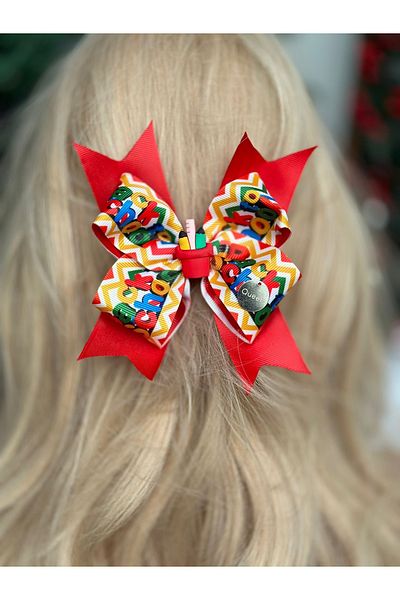 QUEEN AKSESUAR Custom Luxury Design Bow Automatic Clip Alphabet Patterned School Buckle with Pencil Figure No1 Red
