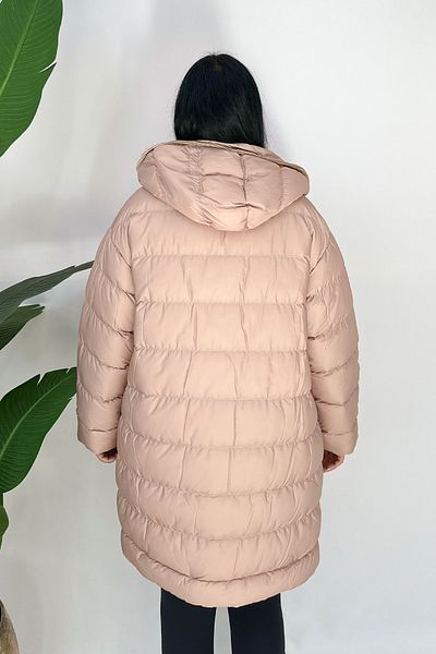 GÖKSEL Beige Plus Size Coat - Velvet Detailed