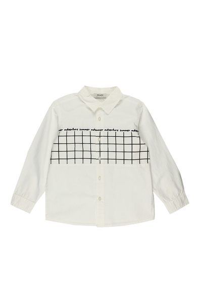 Panço Erkek Çocuk Şerit Detaylı Beyaz Gömlek