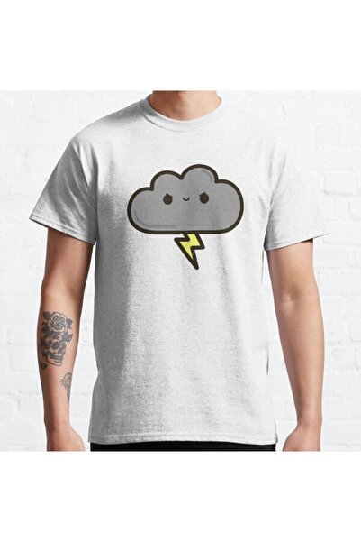 ZOKAWEAR Široka unisex majica sa simpatičnim dizajnom munje i oblaka Štampano