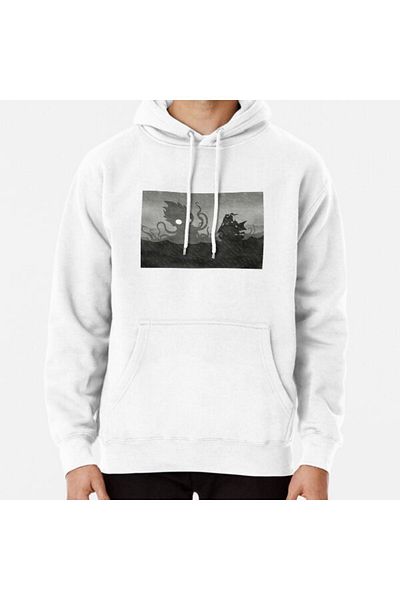 Hvit Stein Φούτερ με στάμπα Rainy Ship και Kraken