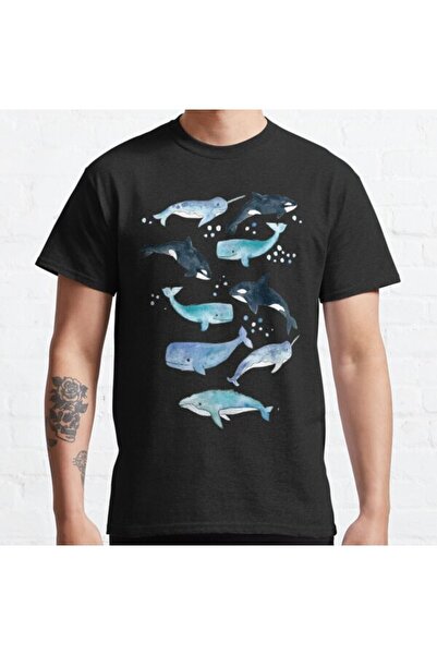 ZOKAWEAR Μπλουζάκι Loose Fit Unisex Whales, Orcas Narwhals Design Printed Tshirt