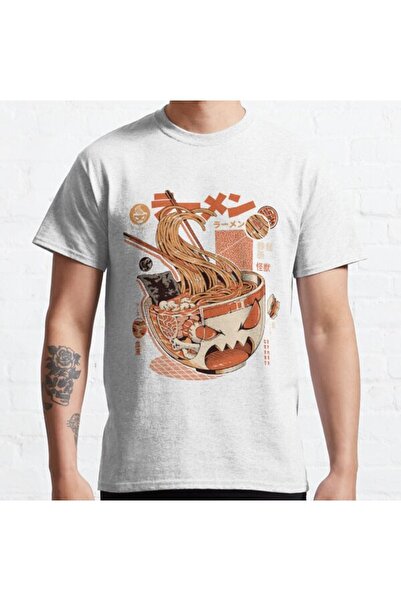 ZOKAWEAR قالب فضفاض للجنسين أسود X-ray Great Ramen!تصميم تي شيرت مطبوع