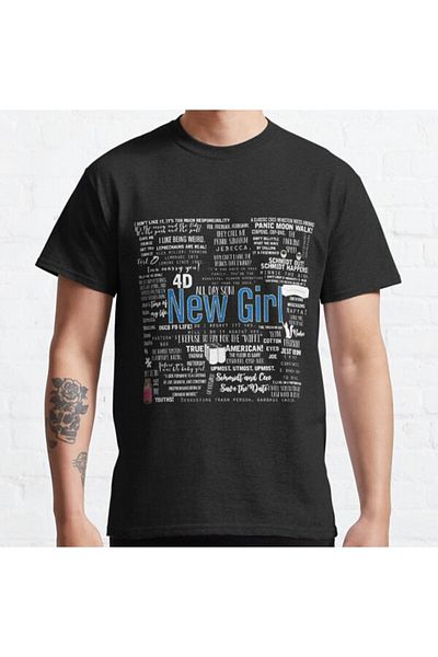 ZOKAWEAR Loose Fit Unisex New Girl Memorable Quotes Τυπωμένο μπλουζάκι με σχέδιο λευκού γραμματοσειράς