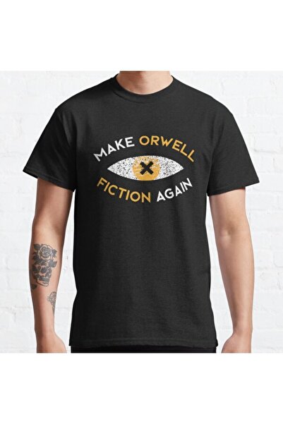 ZOKAWEAR Tricou imprimat unisex, cu formă largi, Make Orwell Fiction Again Ph...