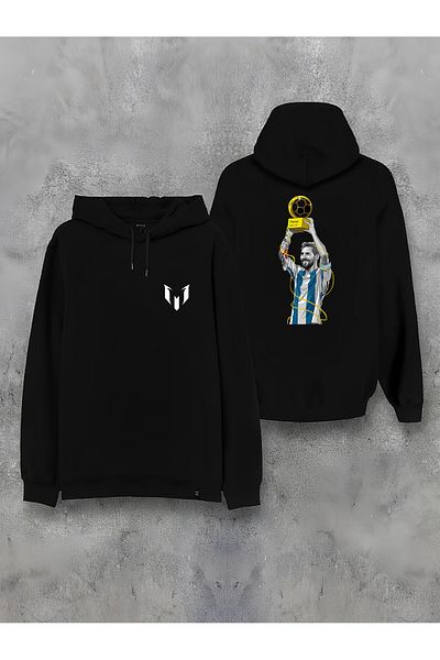 sielta Lionel Messi Football Special Design Front Back Printed Hooded Unisex Sweatshirt Hoodie
