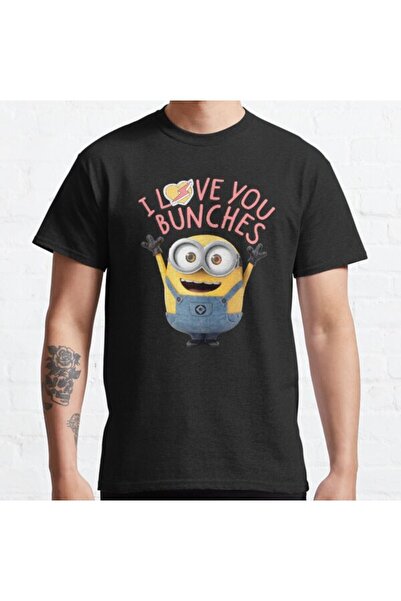 ZOKAWEAR Унисекс тениска с принт Миньони за Свети Валентин с боб и кичури „Об...