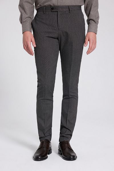 Twn Pantaloni maro din material Dobby