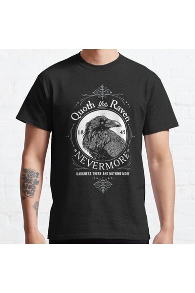 ZOKAWEAR Tricou cu imprimare unisex, cu croiala largi, Quoth The Raven Neverm...