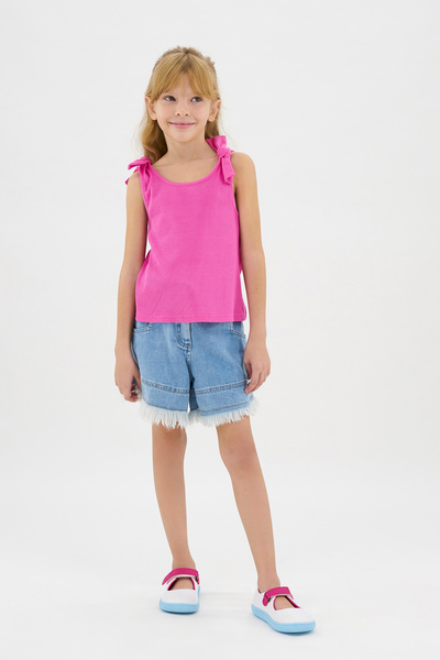 Panço Kız Çocuk Kolları Bağlama Detaylı Fuşya Atlet