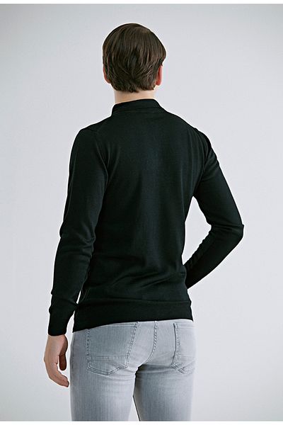 D'S Damat Pulover negru din tricot simplu, cu croiala normală