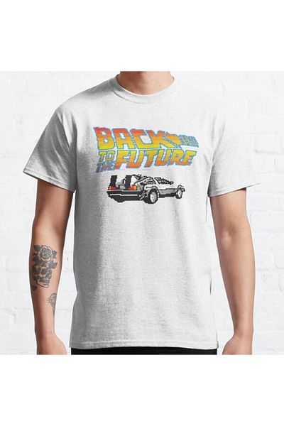 ZOKAWEAR Τυπωμένο μπλουζάκι Loose Fit Unisex Back To The Future 8-bit με λογότυπο Delorean