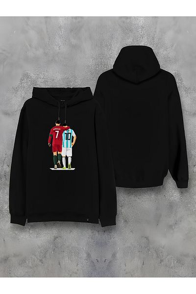 sielta Cristiano Ronaldo and Lionel Messi Custom Design Front Back Printed Hooded Unisex Sweatshirt Hoodie