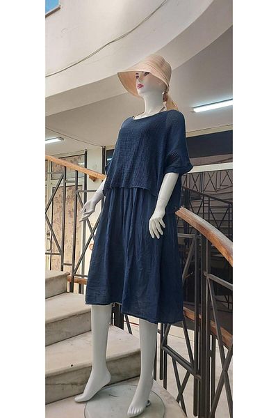 EREN STYLE Ολόσωμο φόρεμα ιταλικής μουσελίνας με επένδυση από διχτυωτό μπλούζα