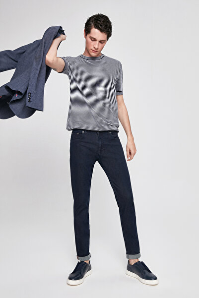 D'S Damat Παντελόνι τζιν Ds Damat σε στενή γραμμή, μπλε ναυτικό, απλό.