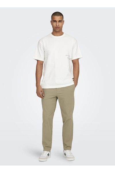 Only & Sons Ανδρικό παντελόνι Chino - Ψηλόμεσο, Ανοιχτό Καφέ, ONSLINUS TAPER 0183 PANT NOOS
