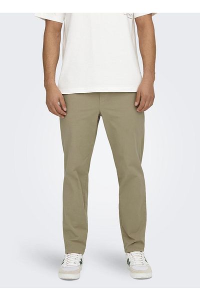 Only & Sons Ανδρικό παντελόνι Chino - Ψηλόμεσο, Ανοιχτό Καφέ, ONSLINUS TAPER 0183 PANT NOOS