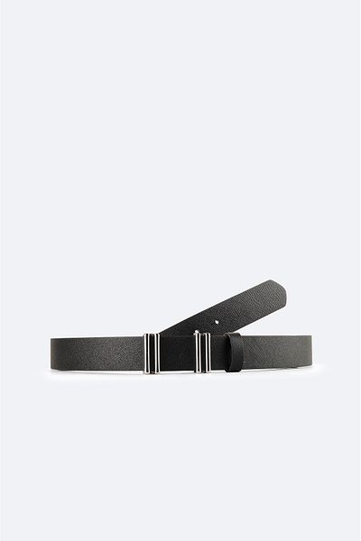 Avva Men's Black 100% Leather Textured Belt A42Y9304