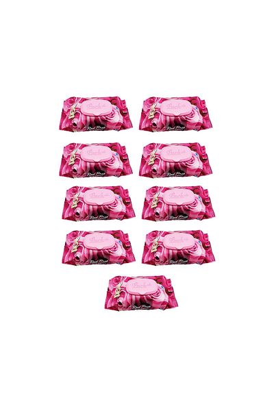 MBB ETİCARET 90 Pieces of Covered Wet Towels - 9 Pack of Rose Scented Red Rose
