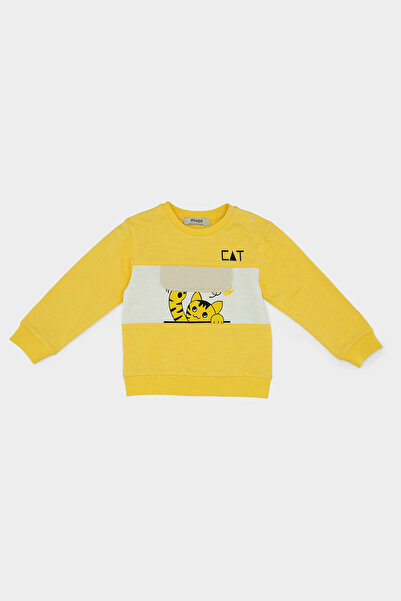 Panço Erkek Bebek Baskı Detaylı Sarı Sweatshirt